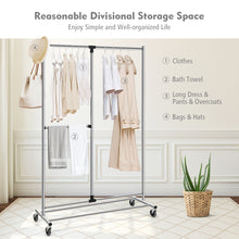 Load image into Gallery viewer, Gymax Heavy Duty Dual Bar Adjustable Garment Rack Rolling Clothes Organizer On Wheels