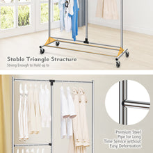 Load image into Gallery viewer, Gymax Heavy Duty Dual Bar Adjustable Garment Rack Rolling Clothes Organizer On Wheels
