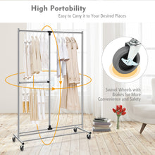 Load image into Gallery viewer, Gymax Heavy Duty Dual Bar Adjustable Garment Rack Rolling Clothes Organizer On Wheels