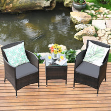 Load image into Gallery viewer, Gymax 3PCS Patio Rattan Furniture Set Outdoor w/ Cushioned Chairs Coffee Table