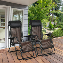 Load image into Gallery viewer, Gymax Set of 2 Folding Rattan Patio Zero Gravity Lounge Chair Recliner