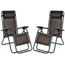 Load image into Gallery viewer, Gymax Set of 2 Folding Rattan Patio Zero Gravity Lounge Chair Recliner