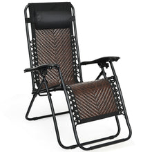 Load image into Gallery viewer, Gymax Set of 2 Folding Rattan Patio Zero Gravity Lounge Chair Recliner