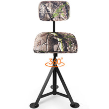 Load image into Gallery viewer, Gymax Swivel Hunting Chair Tripod Blind Stool w/ Detachable Backrest Outdoor Camping