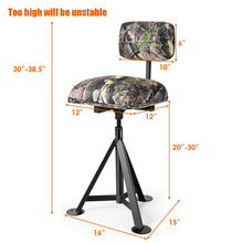 Load image into Gallery viewer, Gymax Swivel Hunting Chair Tripod Blind Stool w/ Detachable Backrest Outdoor Camping