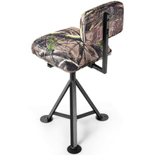 Load image into Gallery viewer, Gymax Swivel Hunting Chair Tripod Blind Stool w/ Detachable Backrest Outdoor Camping
