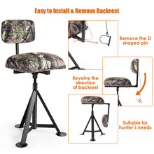 Load image into Gallery viewer, Gymax Swivel Hunting Chair Tripod Blind Stool w/ Detachable Backrest Outdoor Camping