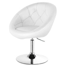 Load image into Gallery viewer, Gymax 1PC Adjustable Modern Swivel Round Tufted Back Accent Chair PU Leather White New