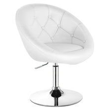 Load image into Gallery viewer, Gymax 1PC Adjustable Modern Swivel Round Tufted Back Accent Chair PU Leather White New