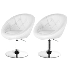 Load image into Gallery viewer, Gymax Set of 2 Swivel Bar Stools Height Adjustable Round Tufted Back Bar Chairs White