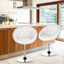 Load image into Gallery viewer, Gymax Set of 2 Swivel Bar Stools Height Adjustable Round Tufted Back Bar Chairs White