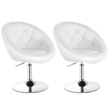 Load image into Gallery viewer, Gymax Set of 2 Swivel Bar Stools Height Adjustable Round Tufted Back Bar Chairs White