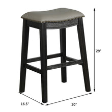 Load image into Gallery viewer, Gymax Set of 2 Saddle Bar Stool 29'' Nailhead Kitchen Counter Chair Leather Seat Black