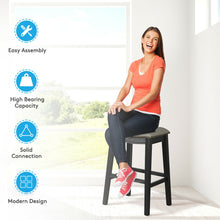 Load image into Gallery viewer, Gymax Set of 2 Saddle Bar Stool 29'' Nailhead Kitchen Counter Chair Leather Seat Black