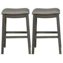 Load image into Gallery viewer, Gymax Set of 2 Saddle Bar Stool 29'' Nailhead Kitchen Counter Chair Leather Seat Grey