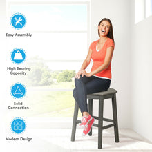 Load image into Gallery viewer, Gymax Set of 2 Saddle Bar Stool 29'' Nailhead Kitchen Counter Chair Leather Seat Grey