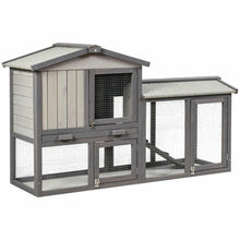 Load image into Gallery viewer, Gymax 58'' Wooden Rabbit Hutch Large Chicken Coop Weatherproof Indoor Outdoor Use Gray