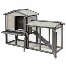 Load image into Gallery viewer, Gymax 58'' Wooden Rabbit Hutch Large Chicken Coop Weatherproof Indoor Outdoor Use Gray