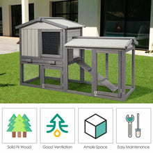 Load image into Gallery viewer, Gymax 58'' Wooden Rabbit Hutch Large Chicken Coop Weatherproof Indoor Outdoor Use Gray