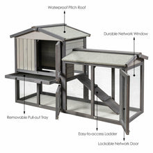 Load image into Gallery viewer, Gymax 58'' Wooden Rabbit Hutch Large Chicken Coop Weatherproof Indoor Outdoor Use Gray