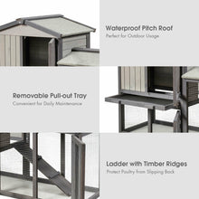 Load image into Gallery viewer, Gymax 58'' Wooden Rabbit Hutch Large Chicken Coop Weatherproof Indoor Outdoor Use Gray