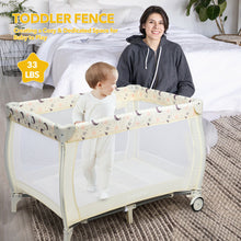 Load image into Gallery viewer, Gymax Portable Foldable Baby Playard Playpen Nursery Center w/ Changing Station Beige
