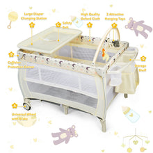 Load image into Gallery viewer, Gymax Portable Foldable Baby Playard Playpen Nursery Center w/ Changing Station Beige