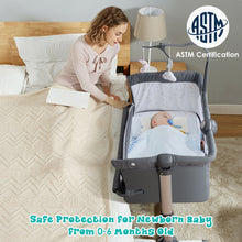 Load image into Gallery viewer, Gymax Portable Baby Bed Side Crib Height Adjustable W/ Music Box & Toys Dark Grey