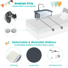 Load image into Gallery viewer, Gymax Portable Baby Bed Side Crib Height Adjustable W/ Music Box & Toys Dark Grey