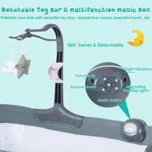 Load image into Gallery viewer, Gymax Portable Baby Bed Side Crib Height Adjustable W/ Music Box & Toys Dark Grey