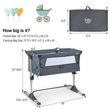 Load image into Gallery viewer, Gymax Portable Baby Bed Side Crib Height Adjustable W/ Music Box & Toys Dark Grey