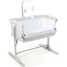 Load image into Gallery viewer, Gymax Portable Baby Bed Side Crib Height Adjustable W/ Music Box & Toys Light Grey