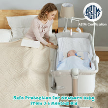 Load image into Gallery viewer, Gymax Portable Baby Bed Side Crib Height Adjustable W/ Music Box & Toys Light Grey