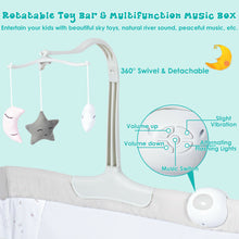 Load image into Gallery viewer, Gymax Portable Baby Bed Side Crib Height Adjustable W/ Music Box & Toys Light Grey