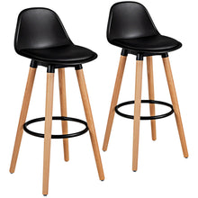 Load image into Gallery viewer, Gymax Set of 2 Mid Century Barstool 28.5'' Dining Pub Chair w/Leather Padded Seat Black