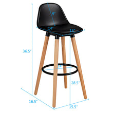 Load image into Gallery viewer, Gymax Set of 2 Mid Century Barstool 28.5'' Dining Pub Chair w/Leather Padded Seat Black