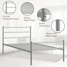 Load image into Gallery viewer, Gymax Twin Size Metal Bed Frame Platform Mattress Foundation W/ Headboard Silver