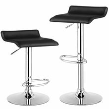 Load image into Gallery viewer, Gymax Set of 2 PU Leather Swivel Bar Stool Adjustable Kitchen Counter Bar Chairs Black