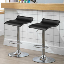 Load image into Gallery viewer, Gymax Set of 2 PU Leather Swivel Bar Stool Adjustable Kitchen Counter Bar Chairs Black