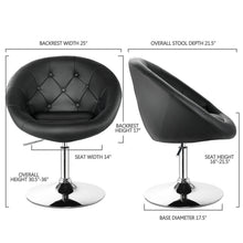 Load image into Gallery viewer, Gymax Set of 2 Swivel Bar Stools Height Adjustable Round Tufted Back Bar Chairs Black