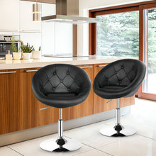 Load image into Gallery viewer, Gymax Set of 2 Swivel Bar Stools Height Adjustable Round Tufted Back Bar Chairs Black