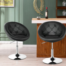 Load image into Gallery viewer, Gymax Set of 2 Swivel Bar Stools Height Adjustable Round Tufted Back Bar Chairs Black