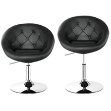 Load image into Gallery viewer, Gymax Set of 2 Swivel Bar Stools Height Adjustable Round Tufted Back Bar Chairs Black