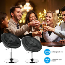 Load image into Gallery viewer, Gymax Set of 2 Swivel Bar Stools Height Adjustable Round Tufted Back Bar Chairs Black