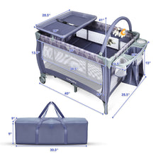 Load image into Gallery viewer, Gymax Portable Foldable Baby Playard Playpen Nursery Center w/ Changing Station Grey