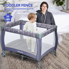 Load image into Gallery viewer, Gymax Portable Foldable Baby Playard Playpen Nursery Center w/ Changing Station Grey