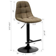 Load image into Gallery viewer, Gymax Set of 2 Adjustable Bar Stools Swivel Counter Height Linen Chairs with Back Brown