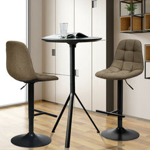 Load image into Gallery viewer, Gymax Set of 2 Adjustable Bar Stools Swivel Counter Height Linen Chairs with Back Brown