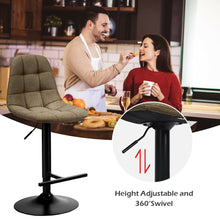 Load image into Gallery viewer, Gymax Set of 2 Adjustable Bar Stools Swivel Counter Height Linen Chairs with Back Brown