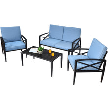 Load image into Gallery viewer, Gymax 4PCS Patio Sofa Conversation Set Outdoor Furniture Set Yard w/ Cushion